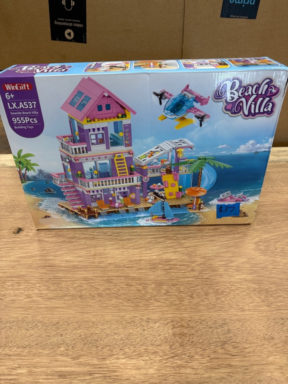 Seaside Beach Villa Building Set - Purple and Pink Kids Construction Toy